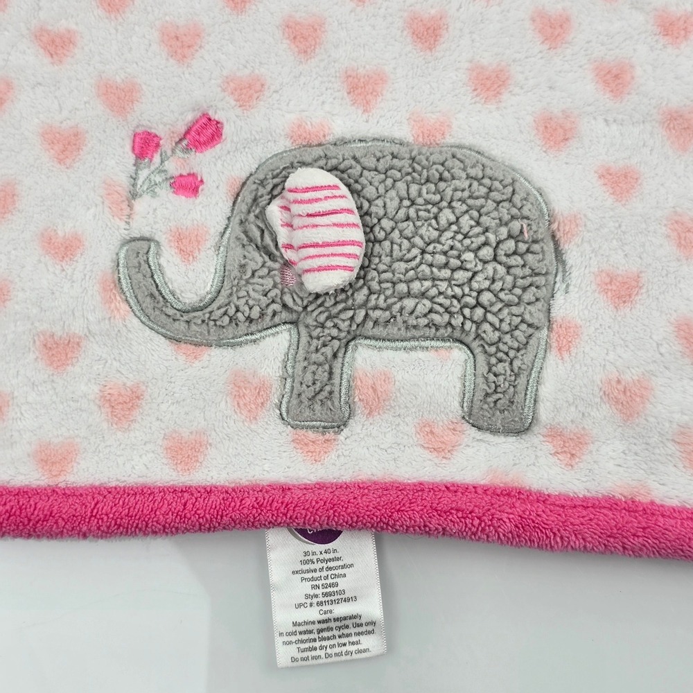 Parents Choice Plush Elephant Heart Print Baby Blanket Lovey 30 x 40